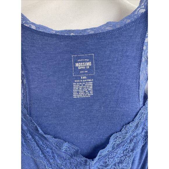 Y2K Mossimo Lace Trim Tank Top SZ XXL Blue Cami Fairy Coquette Gray Babydoll - Picture 2 of 7